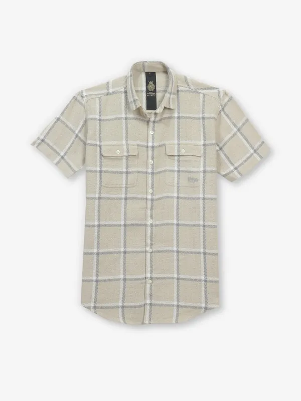 BUTTERFLY beige checks cotton shirt