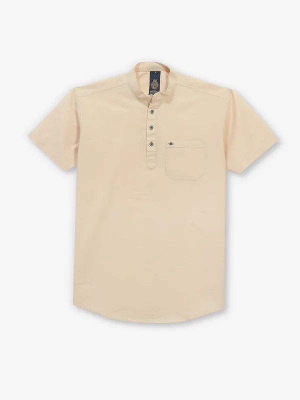 BUTTERFLY beige cotton plain kurta style shirt