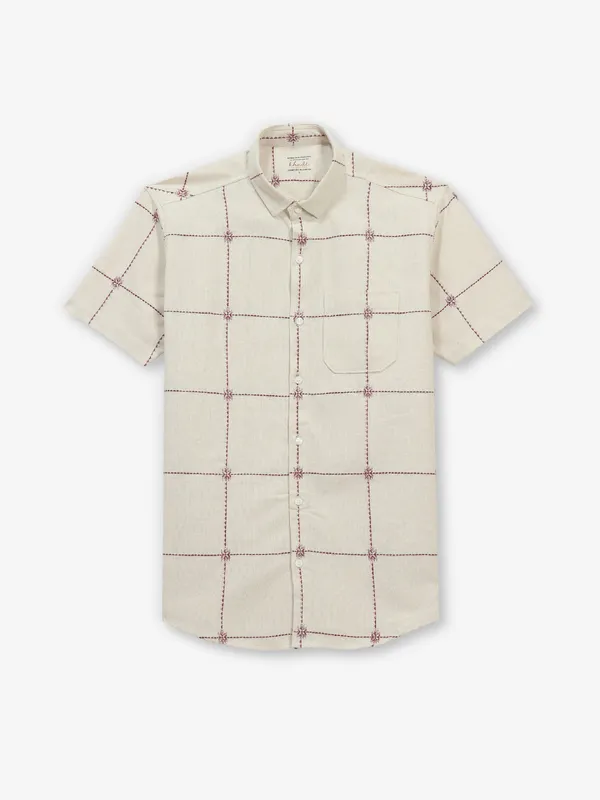 BUTTERFLY cream cotton half sleeve shirt