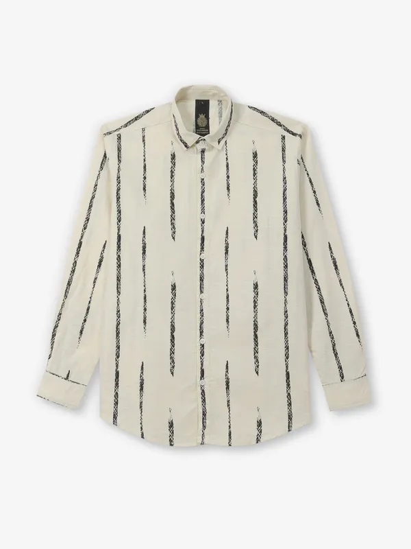 BUTTERFLY cream cotton printed shirt