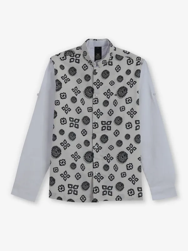BUTTERFLY cream cotton shirt with print