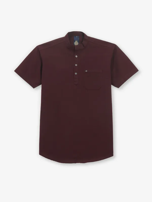 BUTTERFLY plain wine cotton kurta style shirt