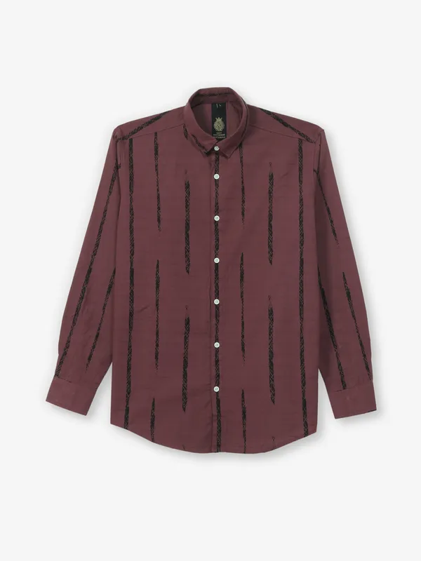 BUTTERFLY printed wine cotton shirt