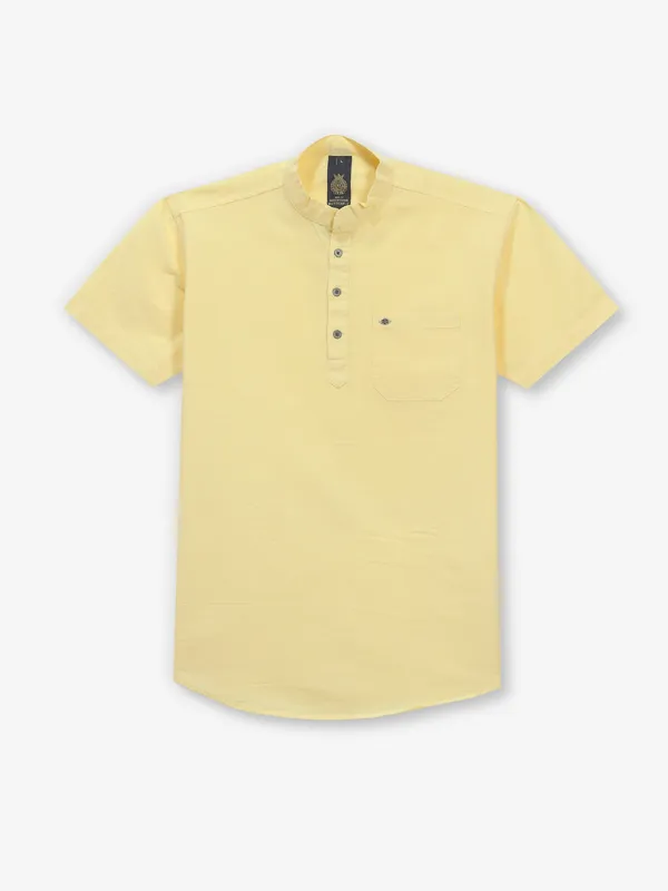 BUTTERFLY yellow plain cotton kurta style shirt