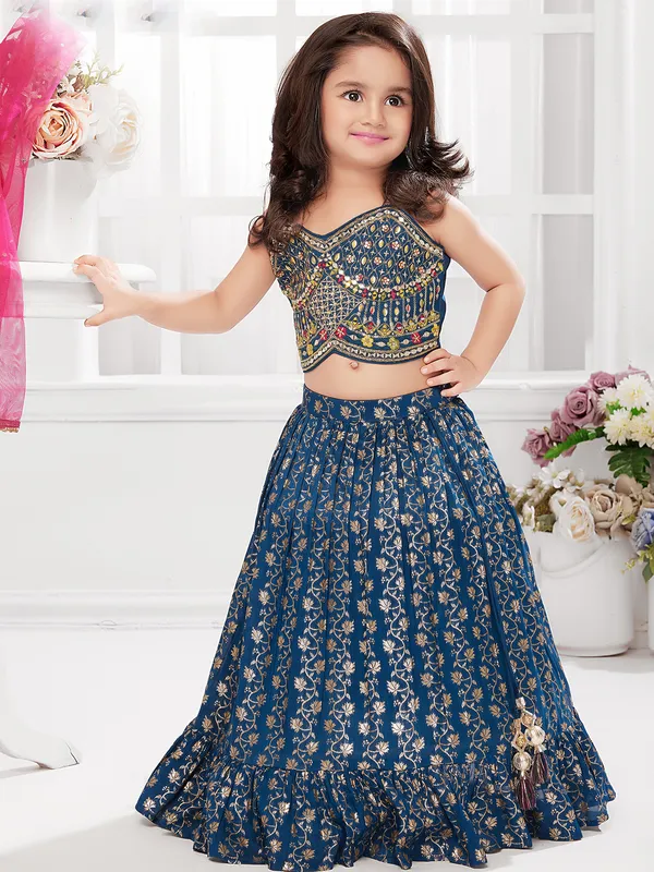Captivating navy silk lehenga choli