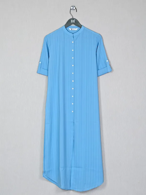 Casual sky blue hue cotton kurti for womens