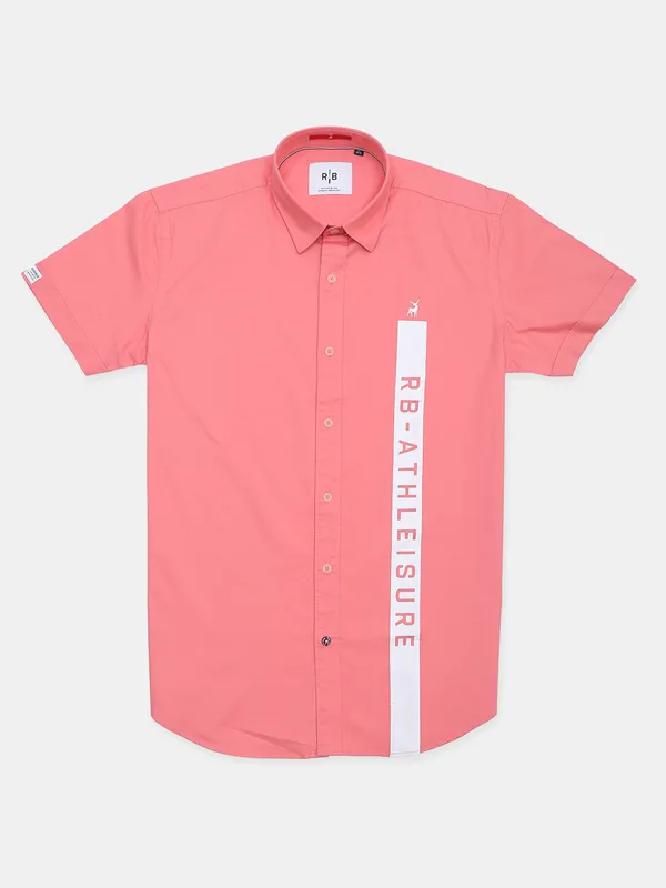 Casual wear solid cotton shirt in pink color