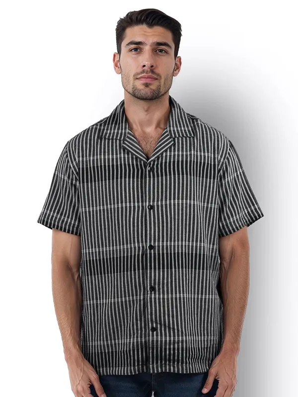 CELIO black printed cotton shirt