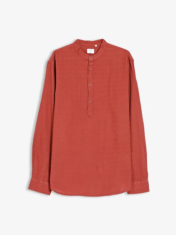 Celio brown linen full sleeve shirt