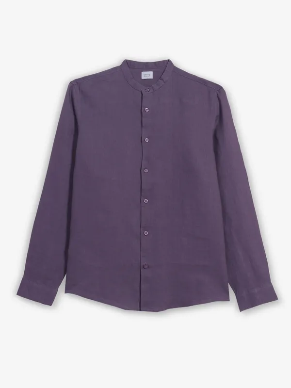 CELIO cotton plain purple shirt