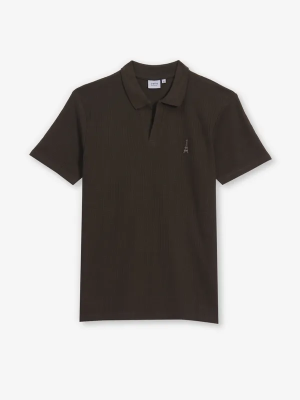 CELIO knitted dark olive t-shirt for men