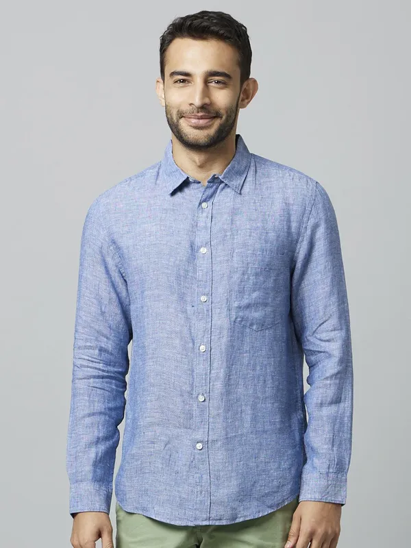 CELIO light blue textured cutaway shirt