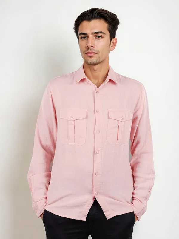 CELIO pink 2 pockets cotton shirt