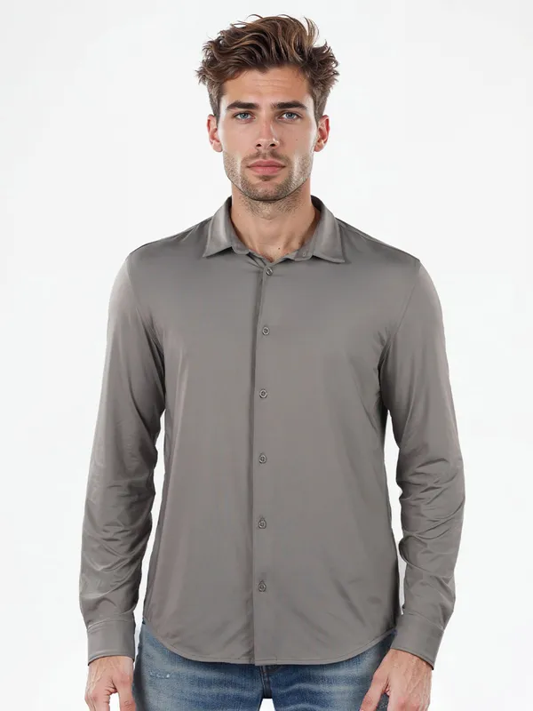CELIO solid grey casual shirt