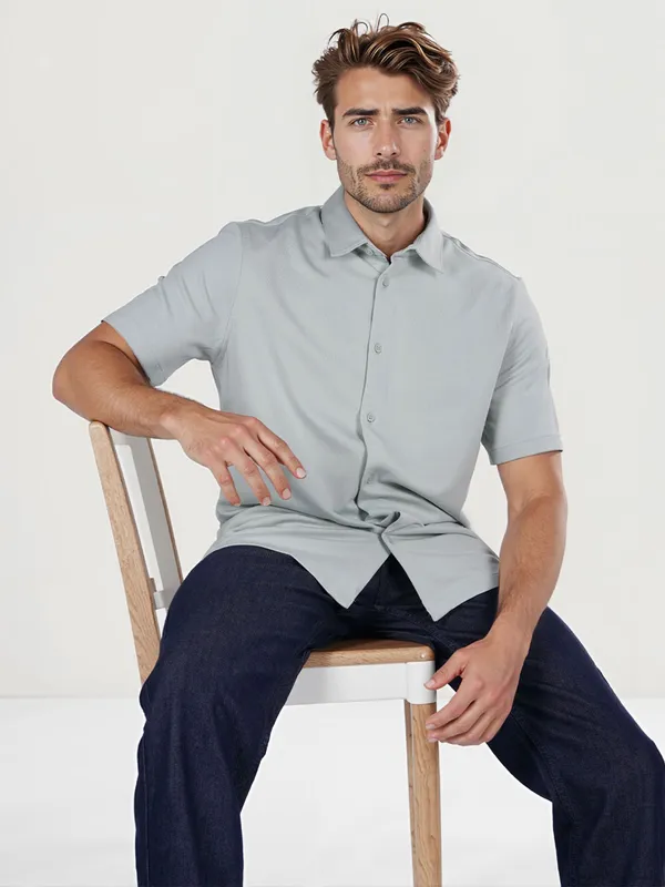 CELIO solid light green casual shirt