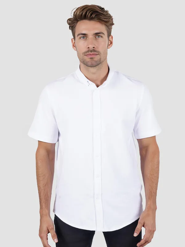 CELIO solid white casual half sleeve shirt