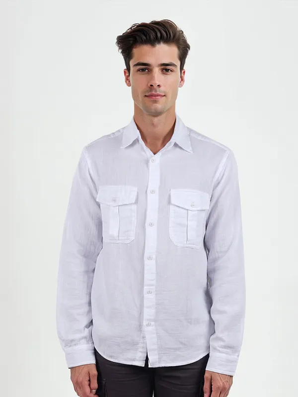 CELIO white 2 pockets cotton shirt