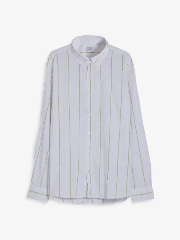 Celio white and green stripe shirt