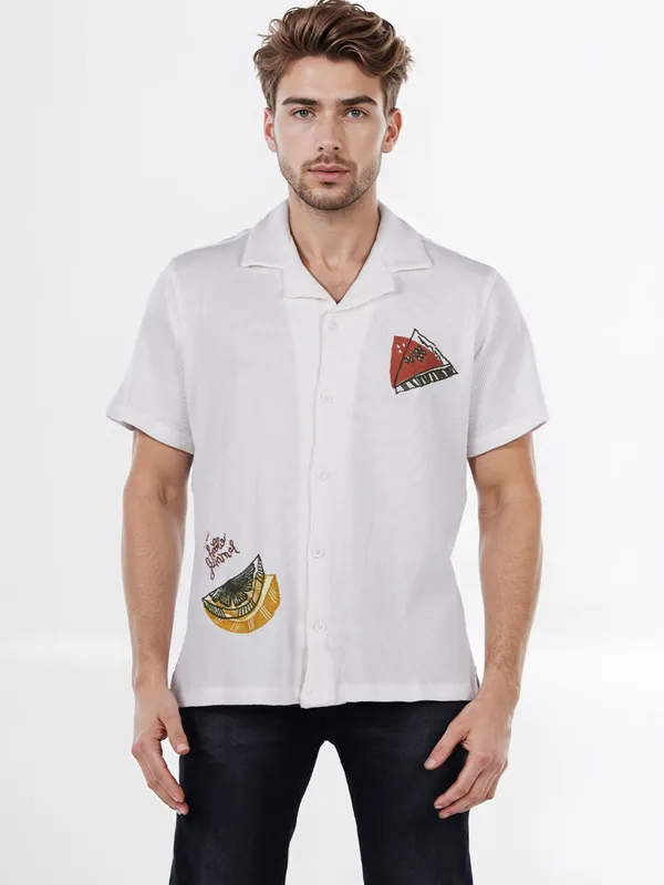 CELIO white cotton half sleeve shirt