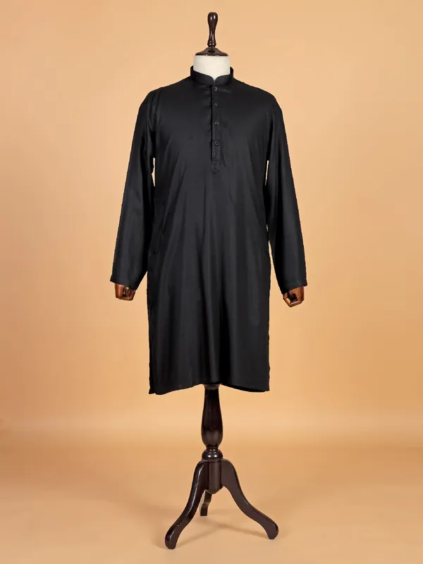 Charming black cotton kurta suit