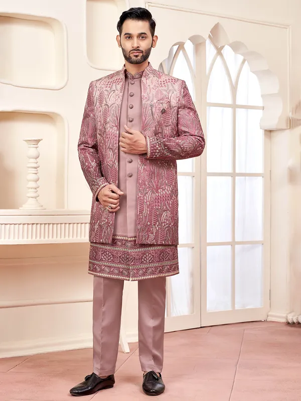 Charming pink indowestern for wedding radiance