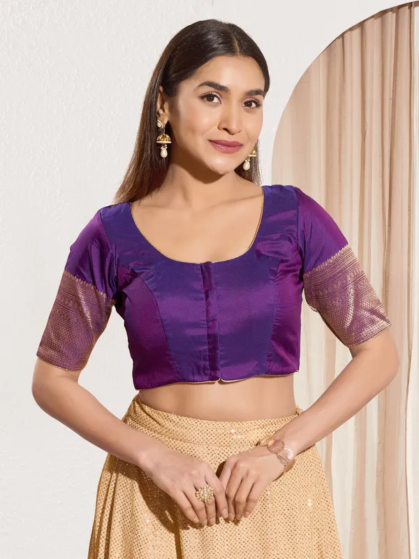Charming purple silk ready made blouse