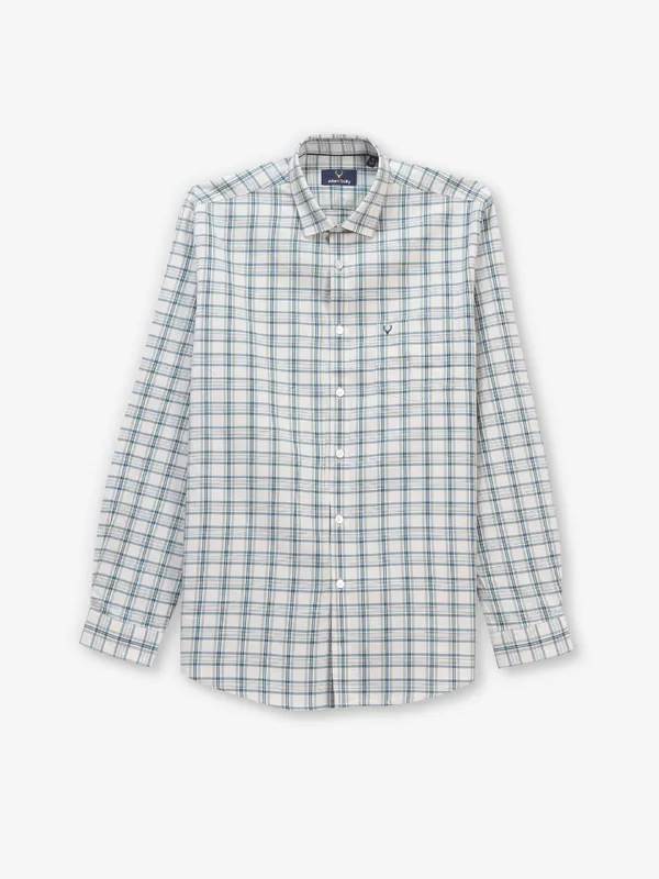 ALLEN SOLLY checks green casual cotton slim fit shirt