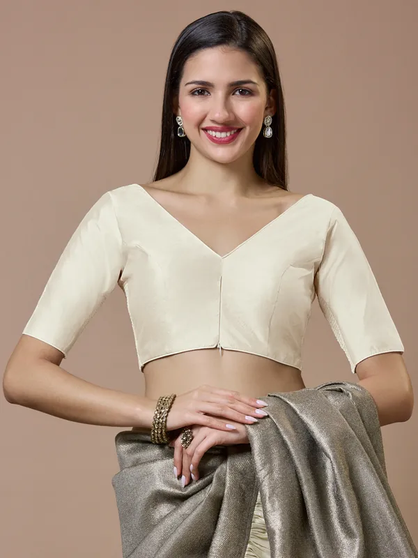 Chic cream silk ready made blouse