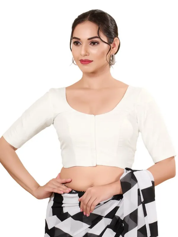Chic white cotton silk blouse