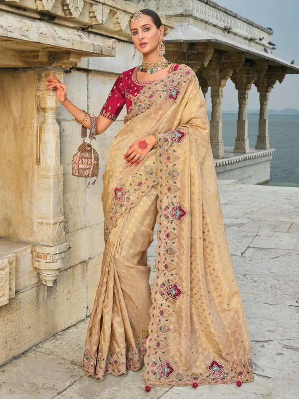 Chiku kanjivaram silk saree for festive