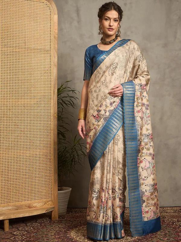 Chiku printed bhagalpuri silk saree for women