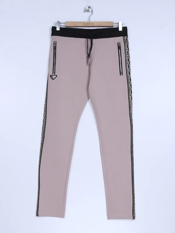 Chopstick beige lycra track pant for men