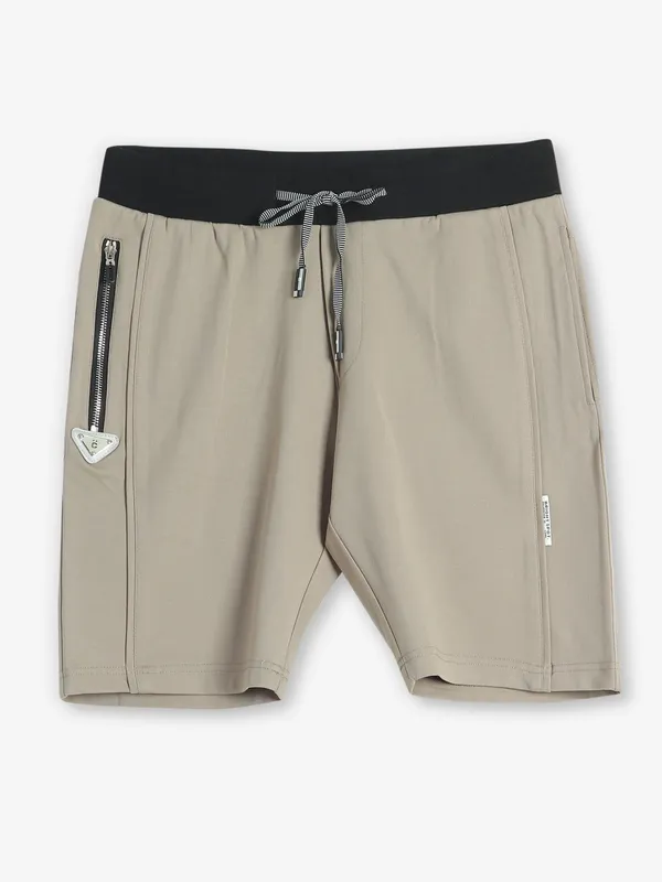 CHOPSTICK beige solid cotton shorts