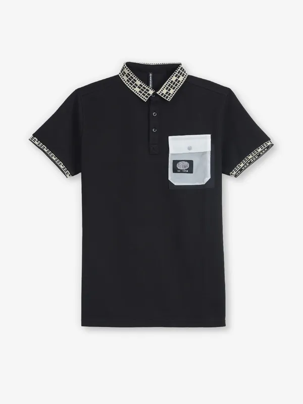 CHOPSTICK black polo t-shirt in cotton