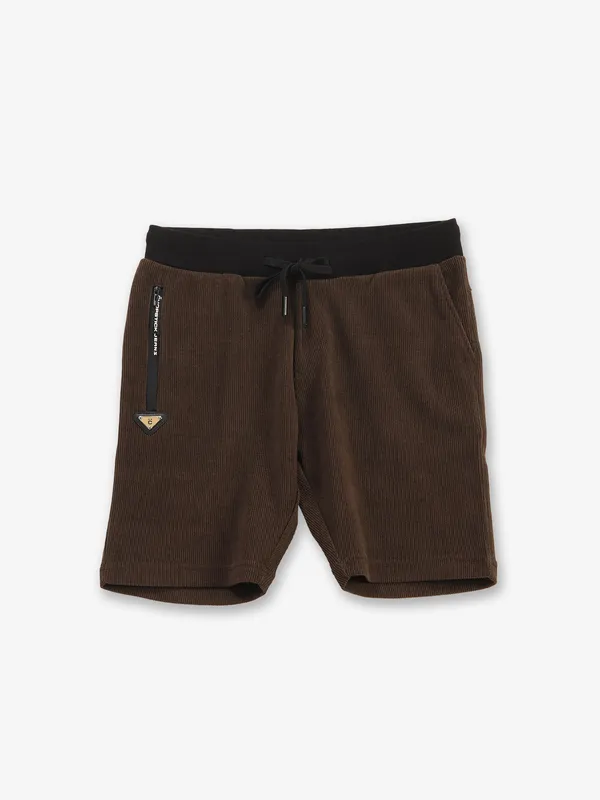 CHOPSTICK brown solid cotton shorts