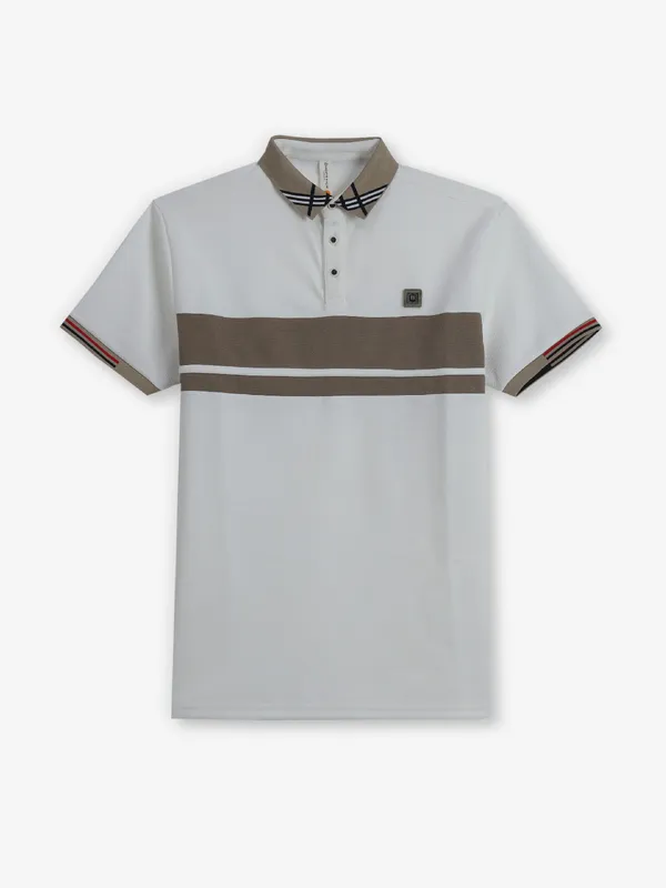 CHOPSTICK color block cotton white t-shirt