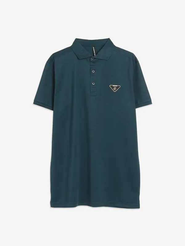 Chopstick cotton teal blue plain t-shirt