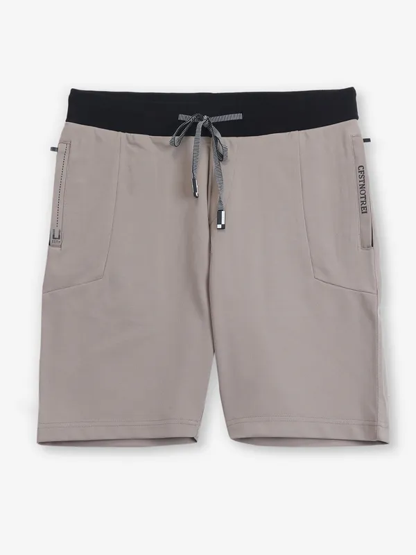 CHOPSTICK light brown slim fit cotton shorts
