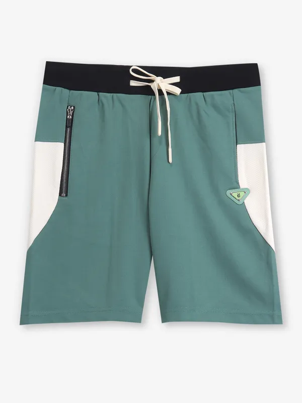 CHOPSTICK light turquoise green cotton shorts