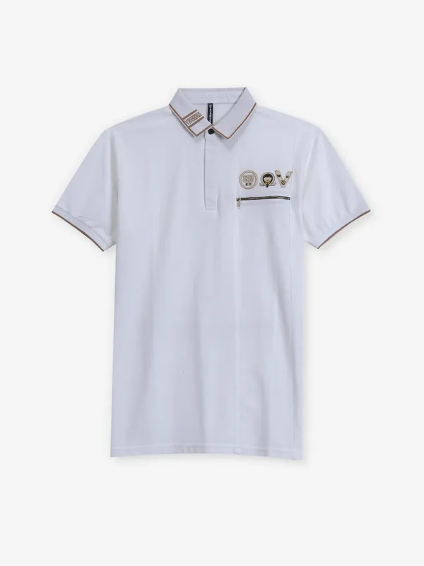 CHOPSTICK off white half sleeve polo t-shirt