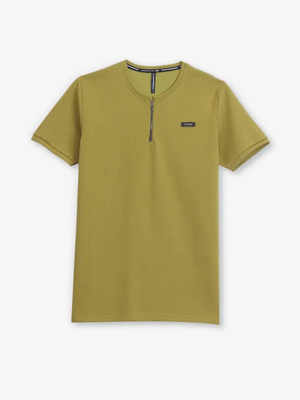 CHOPSTICK olive cotton plain t-shirt