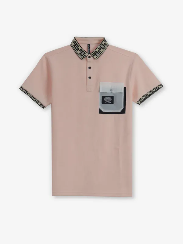 CHOPSTICK peach cotton polo t-shirt