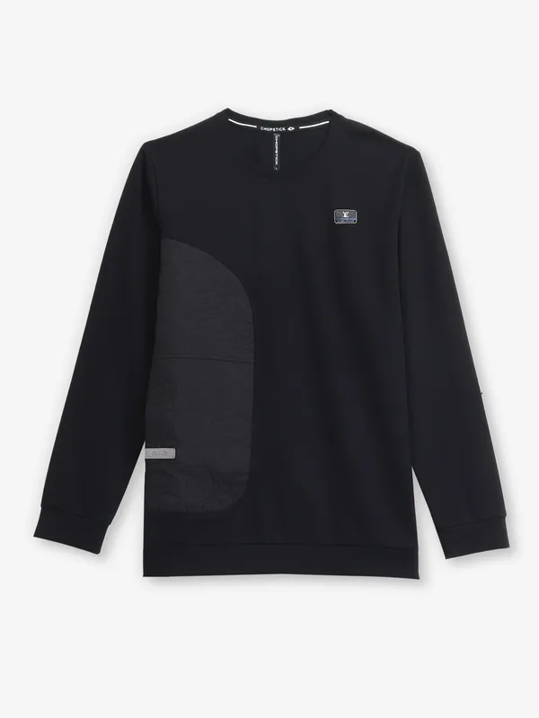 CHOPSTICK plain black cotton t-shirt