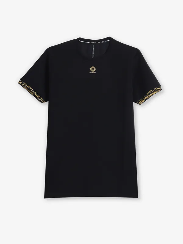 CHOPSTICK plain cotton black t-shirt