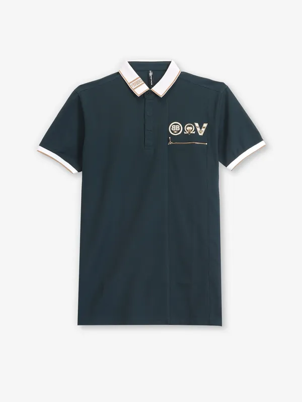 CHOPSTICK polo half sleeve dark green t-shirt
