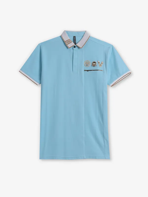 CHOPSTICK sky blue cotton polo t-shirt