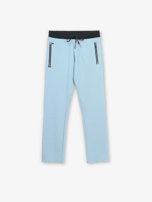CHOPSTICK sky blue cotton solid track pant