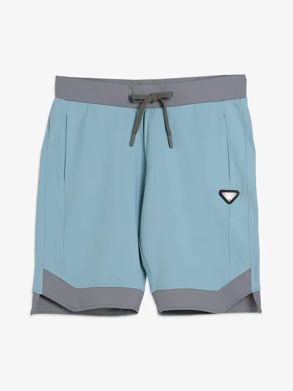 CHOPSTICK sky blue solid cotton shorts