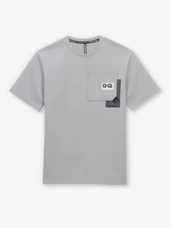 CHOPSTICK slim fit grey cotton t-shirt