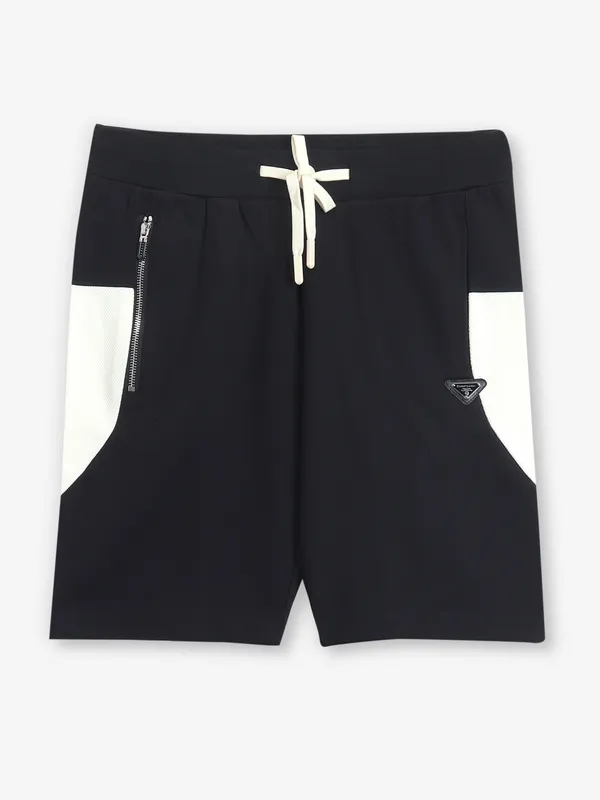 CHOPSTICK solid black and white cotton shorts